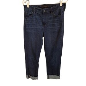 Liverpool Denim Cuffed Slim Leg Cropped Jeans. Dark Wash Size 30.